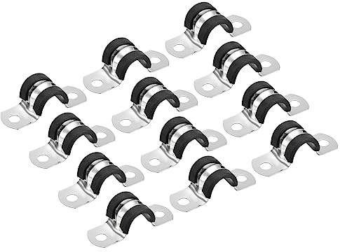 sourcing map 22Stk 16mm(5/8) Rohrschellen Kabel Klemme Gummi Leitung Riemen Gummi Gepolstert 304 Edelstahl Schlauch Klemme U Form Metall Klemme Rohr Halter für Rohr Leitung Draht