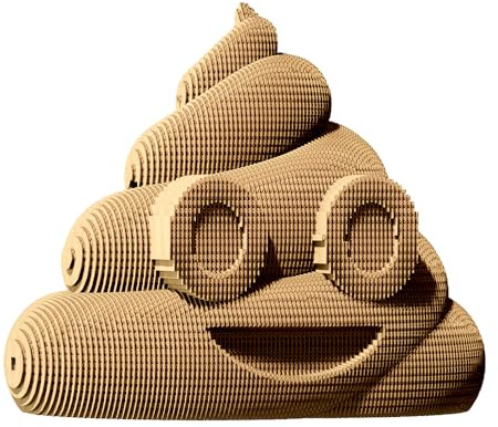 CARTONIC Poop Emoji 3D-Puzzle aus Karton – Skulptur-Bausatz | 120 Teile, 15 × 15 × 13 cm – Bastelset aus recycelter Pappe zum Stecken & Bemalen, für Jugendliche & Erwachsene, Geschenkidee