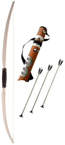 Jamso Design Jugendbogen 1,20 m inkl. 3 Pfeile und Köcher Holzbogen Saugnapfpfeile Bogenschießen