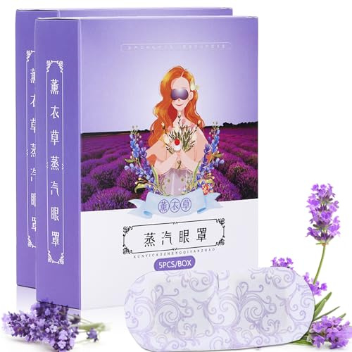 Beheizte Augenmaske, 10 Stück, Lavendel-Dampf-Augenmaske, selbstheizende Augenmaske für trockene, geschwollene Augen, zur Entspannung der Augen, Müdigkeit, Einweg-Augenmasken, ideal als Geschenk für