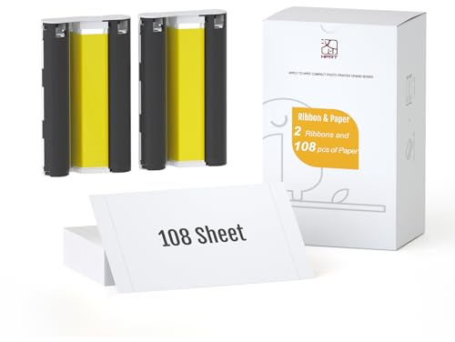 HPRT 4X 6 Photo Paper 108 Sheets and Two Ribbons，Designed iDPRT CP4100/CP4000L/CP6000 Photo Printer