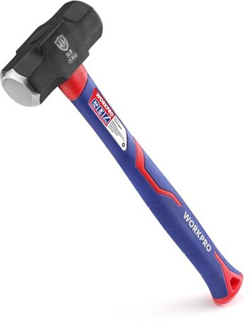 WORKPRO Club Hammer 3.0 lb / 1.4 kg with Fibreglass Handle, Forged Steel Head Non-Slip Ergonomic Grip Sledge Hammer for Gardening, Building Construction, Rock