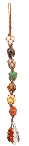 Chakra Healing Crystal Stone Hanging Decorations, Handmade Good Luck Natural Quartz Gemstone Pendant Ornaments for Home Garden Windows Cars, Spiritual Gifts for Women