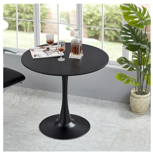 HFFAIWM Modern Runden Weißer Top-Tisch Einfach Freizeit Esstisch Nordisch Kaffetisch Milchtee Verhandeln Tisch Tulpe Balkon Kleiner Runder Tisch Und Stühle(Size:70cm,Color:Schwarz)