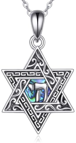 ONEFINITY Davidstern Kette 925 Sterling Silber Davidstern Chai Anhänger Star of David Halskette Jüdisch Schmuck Geschenke für Damen Herren