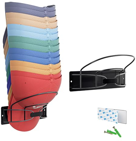XILIMEN Cap Halterung Wand Kappenhalter, Baseball Kappen Halterung, Schwarz Huthalter Cap Halter Wandhalter, Metall Baseball Kappenhalter Organizer Aufbewahrung, Basecap Halter Für Schlafzimmer