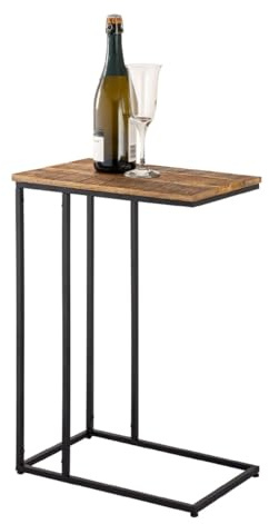 Amago home Beistelltisch Laptoptisch Holz 25x60x40cm nachhaltig Sofatisch C-Tisch Metall Holzplatte massiv