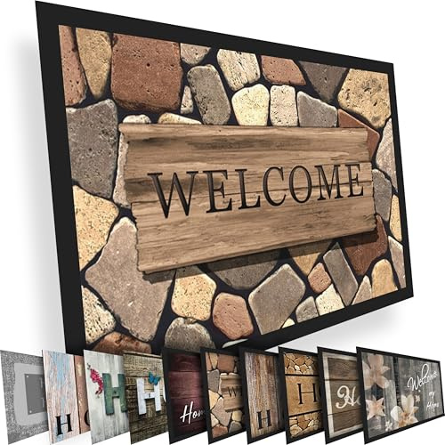 Valia Home Hochwertige Fußmatte 60x80 cm (Large) – Schmutzfangmatte für Innen & Außen, rutschfest mit hoher Saugkraft – vielseitige Designs, ideal für Haustür, Terrasse, Eingangsbereich & Flur