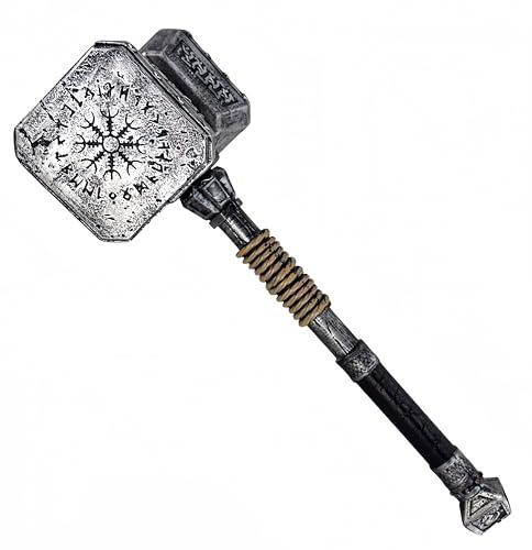 LOOYAR Viking Thunder Hammer Prop - Leichter PU-Schaum für authentische nordische Kostüm-Ensembles schwarzes Eisen, Schwarzes Eisen, Medium