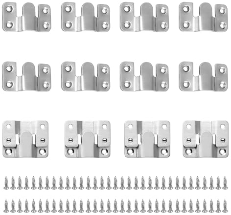 Lot de 16 crochets de fixation de meubles en acier inoxydable - Grand raccord de canapé, cadre photo - Fixation murale - Crochets emboîtables pour photos, meubles, miroirs (avec 64 moyens de fixation)