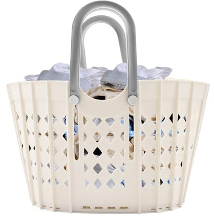 MINRS Cesta plegable para la colada, contenedor de lavado portátil, cesta de lavandería transpirable, cesta para ahorrar espacio, con asas ajustables, capacidad de carga de 6 kg para baños,