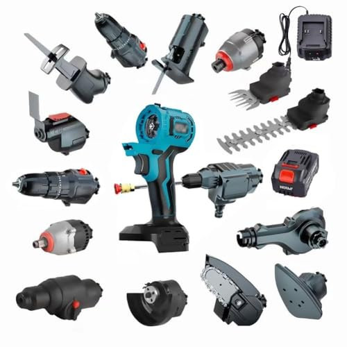 ANGDI 15-in-1 Cordless Power Tool Combo Kit With Brushless Motor, 2-in-1 Hedge Trimmer and Woodworking Tools, Tool Box Included for DIY Projects