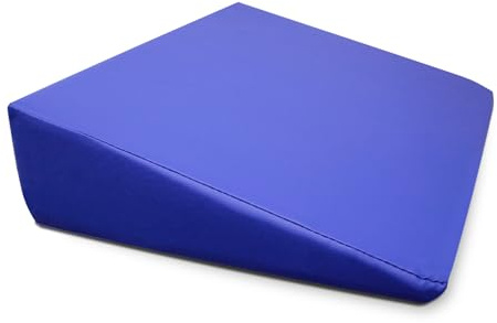 QUIRUMED WELLCORE Cojín cuña para Masaje, 40 x 55 x 13 cm, Polipiel, Desenfundable, Rellenos de Espuma, para Yoga, para Fitness, Ergonómico, Azul