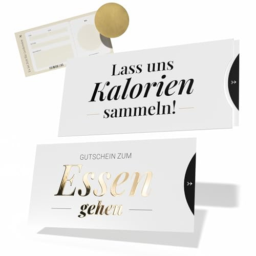 Gutschein essen gehen, Hülle, Karte mit Golddruck, Rubbelaufkleber | Restaurant Gutschein Restaurantbesuch, Gutschein zum selber ausfüllen, DIN Lang