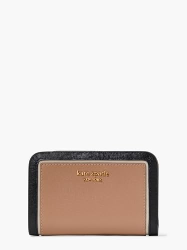 kate spade new york Morgan Damen Geldbörse aus Saffiano-Leder mit Colorblocked Compact Wallet Cafe Mokka Multi, Cafe Mokka Multi