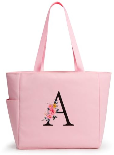 KALIDI Handtasche Damen A-Z Reißverschluss Schultertasche,Personalisierte Initialen Tragetasche Geschenke für Damen,Strand,Reisen,Einkaufen,Schule