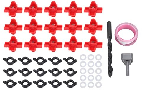 Nippeltränke für Geflügel, 15 Stück, Edelstahl 304, Kunststoff, Auslaufsicher, Automatisches Bewässerungssystem für Hühner, Wachteln, Vögel, mit Bohrer und Installationswerkzeug
