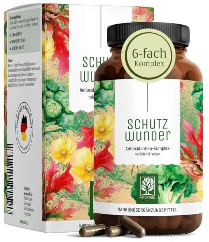 NATURTREU® NAC Antioxidantien-Komplex mit L-Glutathion, Brokkoli-Extrakt | Astaxanthin und Selen hochdosiert – Produziert in Deutschland – 90 vegane Kapseln