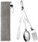 3 Stück Reisebesteck,Campingbesteck,Edelstahl Camping Besteckset,Tragbare Outdoor Besteck mit karabiner,Löffel Gabel Messer Kombi und tasche,Wiederverwendbare Reisebesteck Besteckset