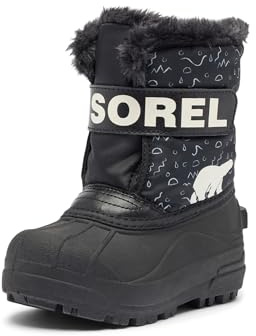 Sorel Garçon Unisex Kinder Toddler Snow Commander Boot Botte de Neige, Black, Bright Red, 24 EU