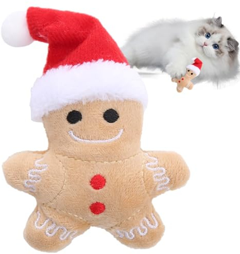 2 Stück Weihnachts-Katzenspielzeug Lebkuchenmann, Katzenminze-Spielzeug Für Katzen, Weihnachts-Lebkuchenmann-Katzen-Plüschtier, Weihnachts-Katzenkauspielzeug, Interaktives Plüschtier Für Hauskatzen