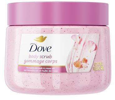Dove Himalayan Salt & Rose Oil Body Scrub Exfoliates and Deeply Nourishes for Smooth, Radiant Skin 15 oz