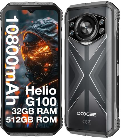DOOGEE S118 Telephone Portable Incassable 32Go + 512Go Helio G100, 2025 Smartphone Incassable Batterie 10800mAh Android 14, Caméra de 50 MP, 6,6 Pouces FHD+120Hz, NFC/Deux SIM/Écran partagé