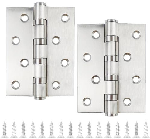 2 Stück Schwerlast Kugellagerscharniere 10cm, Türscharnier Silber Edelstahl Scharniere Scharnier mit 8 Löchern für Massive Türen Gartentor Innen Außen (100x75x12 mm)