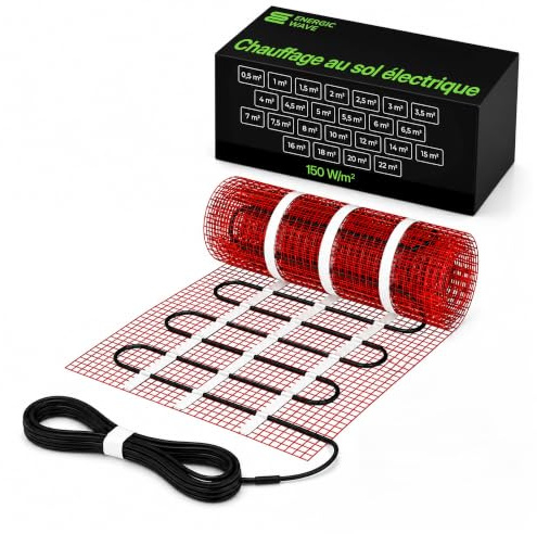 Natte Chauffante Électrique pour Chauffage au Sol 150 W/m² – Tapis de Câbles Chauffants pour Carrelage, Grès Cérame et Sols en Pierre – Pose Flexible - 8 m²