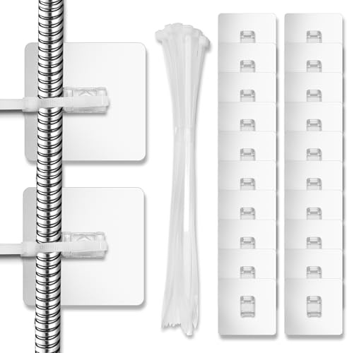 20 piezas Juego Soportes de Cable, Organizador de Cable Autoadhesivo, Adhesivas para Bridas de Cables, Sujeta cables adhesivo, Para cables y cables eléctricos en el hogar, oficinas, jardines y garajes