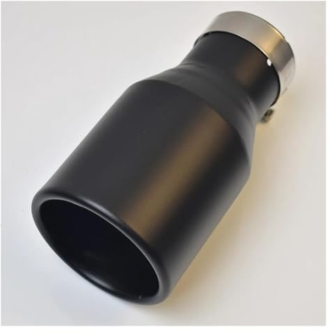 Auspuffblenden 1PC Universal Auto Zubehör Edelstahl Lockige Flansch Schalldämpfer Matt Schwarz Spitze Ende Rohr Endrohrblenden(ID 63 OD 76mm)