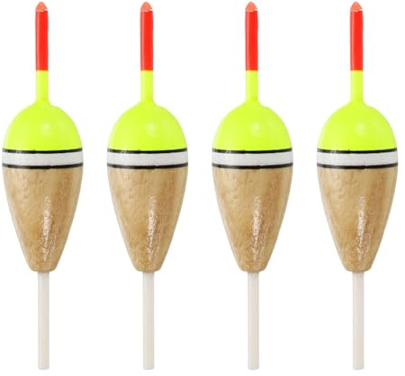 PATIKIL Fishing Floats Rigs 2,4 tum, 4-pack oval fiske Bobbers Stick Slip Bobbers fisketillbehör med drickande Balsa Wood Body för Crappie Freshwater Fishing Tackle, röd/gul