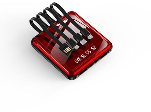 KhUkhu per Una Ricarica Rapida, Caricabatterie Portatile da 20000 mAh, Power Bank Mobile di Grande capacità con Controllo del Cavo Integrato, Display Digitale A Specchio, Power Bank Mobile