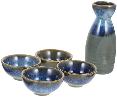 Mobestech Set Ceramico per Sakè Giapponese 1 Caraffa e 4 Bicchieri senza Bava per Bere Liquori in Stile Giapponese per Famiglia e Amici in Ritrovi Privati Colore Casuale Stili multipli