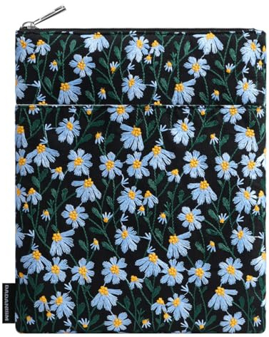 Dadanism 9-11 Zoll Daisy Embroidery Tablet Tasche Hülle, Schwarz | für iPad Air 11 M4/M3, iPad Pro 11 M5/M4, iPad A16 11, iPad 10. Gen 10,9, iPad 9./8./7. Gen 10,2, Galaxy Tab A11+ 11