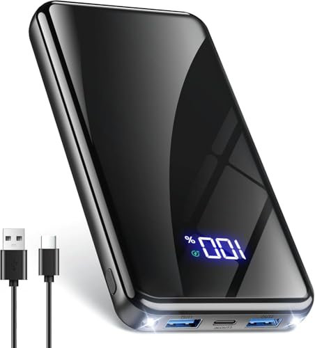 Power Bank,10000mAh Powerbank Ultra Sottile & Leggero Ricarica Rapida (USB-C Input & Output), 22.5 W PD 3.0 QC 4.0，Caricatore Portatile Porta per iPhone 16 Pro Max 15 14 13 Galaxy S25 Edge/S24/pad