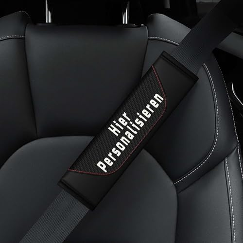Personalisierbares Carbonfaser Gurtpolster Auto – Individualisiertes Sicherheitsgurt Polster & Schulterpolster für Kinder, Damen & Herren – Universeller Gurtschoner Auto & Autogurtbezug für SUV & PKW