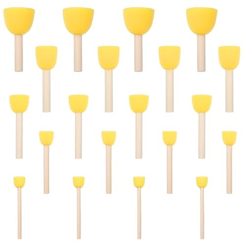 20 PCS Yellow Sponge Paint Brush Set, Round Paint Sponge for Painting, Small Graffiti Painting Brushes Tools for Arts, DIY Crafts, 5 Sizes