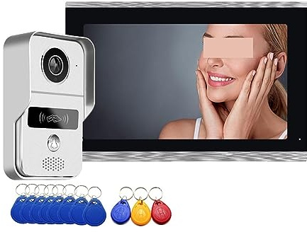 Ring DöRrklocka 10 Tums Pekskärm Monitor Trådlös Wifi Smart Video Dörrtelefon Intercom System Dörrklocka Kamera Med 1080P Trådbunden Dörrklocka Installera På Ett KnäPp(Silver LCD)