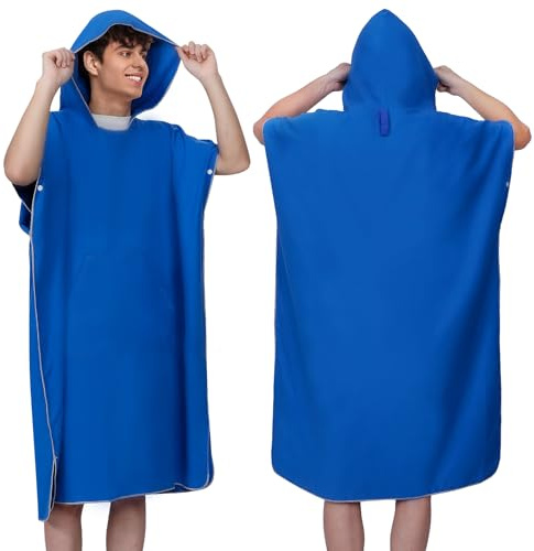 Zorplex Poncho de Surf avec Capuche pour Plage, Natation, Serviette à Changement, Peignoir en Microfibre, Confort et Intimité, Séchage Rapide & Léger, Convient aux Hommes Femmes Adultes (Moyen)