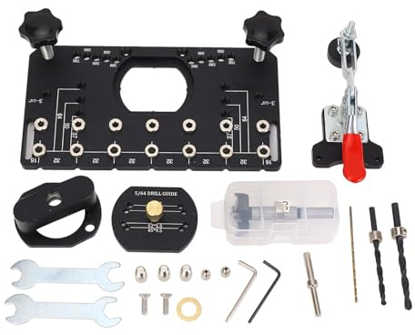 Uadme Porte Charnière Gabarit De Forage 35mm En Alliage D'aluminium Construit en Double Roulement Charnière Jig Guide De Forage Localisateur avec Outils De Montage pour le