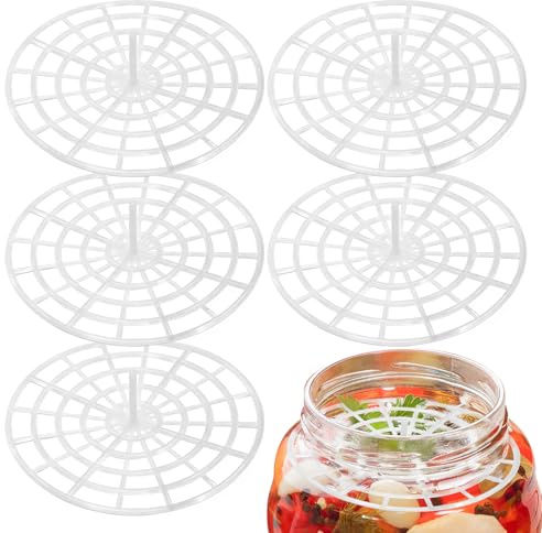 PWGHWG 5 Stück Fermentiergitter Fermentieren ohne Fermentiergewichte Ø12cm | Kunststoff Fermentationsgitter Rundem Fermentation Pressnetz für Eingelegte Gurken Kimchi Sauerkraut