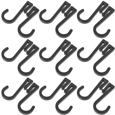 OSALADI Lot de 100 Crochets en Plastique Forme S Noir Plat 2 Mm, Crochets Utilitaires à Clip Suspendre Évier, Tringle Rideaux, la Cuisine et Salle de Bain, Gain de Place et Fixation