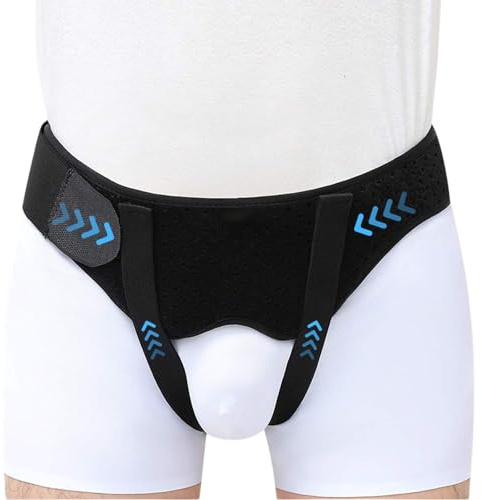 Dmrbiy 1 Stück Bruchband,Leistenbruchgürtel Für Männer,Verstellbar Leistenbruch Gürtel,Enthält Zwei Abnehmbare Kompressionspolster,Weich Und Bequem,Elastisch(Schwarz,XL)