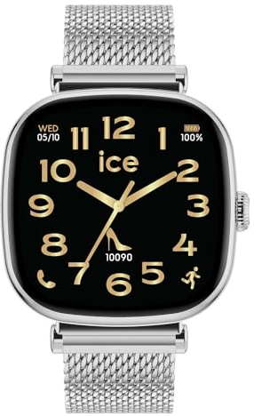 ICE-WATCH - Ice smart SQ 2.0 Silver Milanese - Silbergraue Sport verbundene Uhr für Damen mit Edelstahluhr Armband - 025820 (1,7 Zoll)