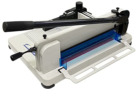 Heavy Duty Guillotine Paper Cutter – 12 Cutting Width, 400-Sheet Capacity, Solid Steel Construction, Hardened Steel Blade, Removable Handle for Storage