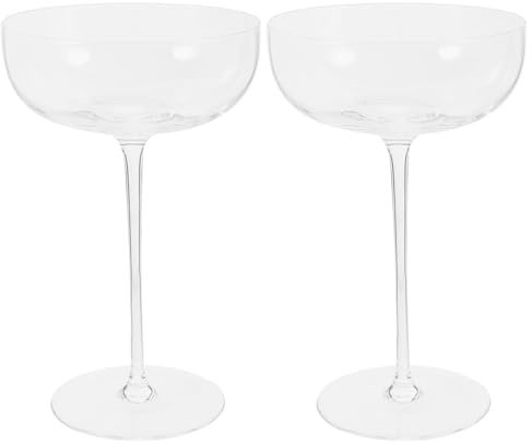 Sosoport Set 2 Bicchieri da Vino Ballon in Vetro 220ml Stelo lungo Eleganti e Delicati per Feste e Occasioni Speciali