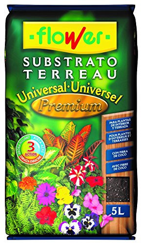 Flower - Sustrato Universal Premium 5L | para Plantas de Interior y Terraza | Enraizante y Aireante con Fibra de Coco | Multicolor, 24x4.5x39 cm, Sustrato