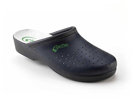 Saniflex 961-1 certifierade medicinska läderskor, träskor, pantolett, komfortskor, tofflor, män, blå, 40 EU