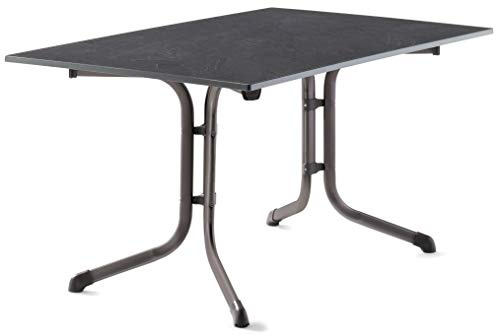 SIEGER Table Pliante Boulevard avec Plateau décoratif vivodur, 140 x 90 cm, Gris Fer, décor Ardoise Anthracite